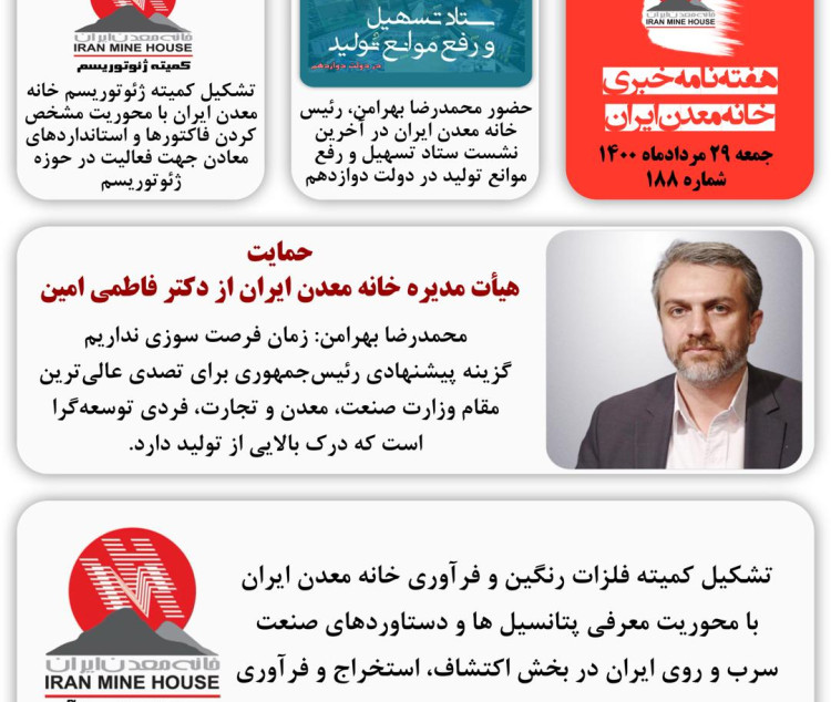 هفته نامه خبری خانه معدن ایران، ۲۹ مرداد ماه ۱۴۰۰